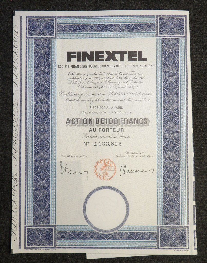 Finextel - action au porteur