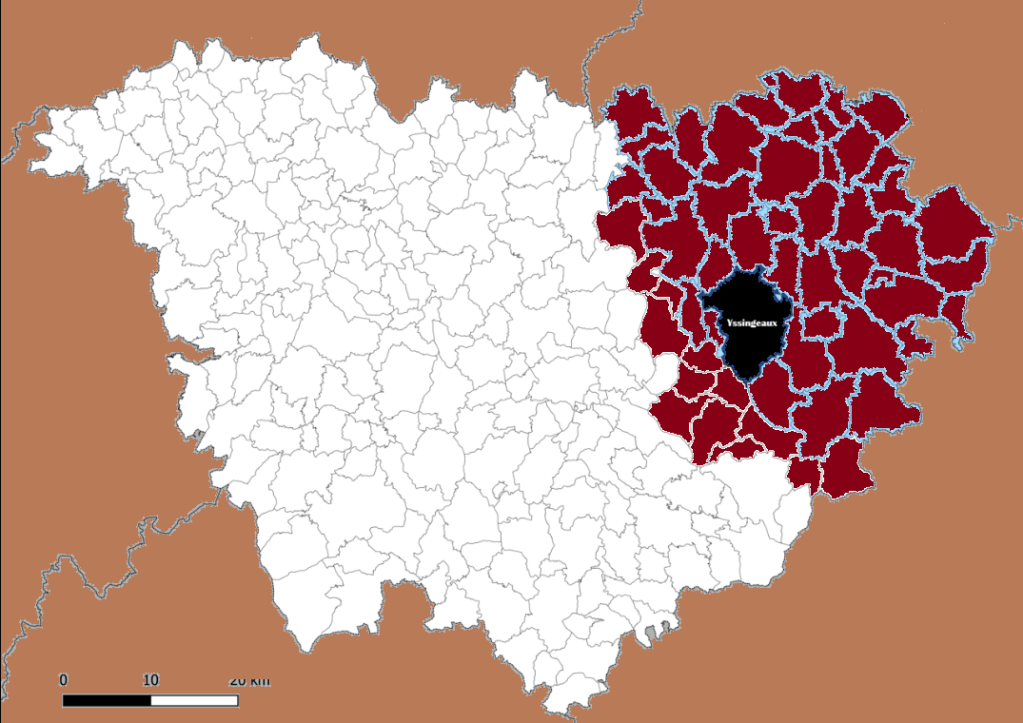Carte de l'Est de la Ht-Loire présence des résistants